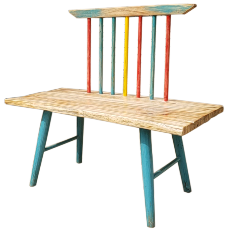 百林檀实木餐椅北欧风榆木双人休闲椅原木换鞋凳温莎长椅子家用椅